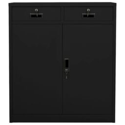 Berkfield Home Office Cabinet Black 90x40x102 cm Steel - Size: 90 x 40 x 102 cm - thumbnail 2