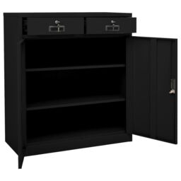 Berkfield Home Office Cabinet Black 90x40x102 cm Steel - Size: 90 x 40 x 102 cm - thumbnail 5