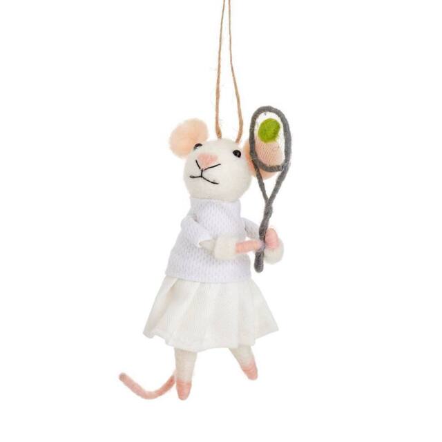 The Alphabet Gift Shop Tennis Mouse Christmas Bauble in White - image 1