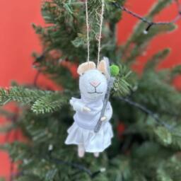 The Alphabet Gift Shop Tennis Mouse Christmas Bauble in White - thumbnail 2