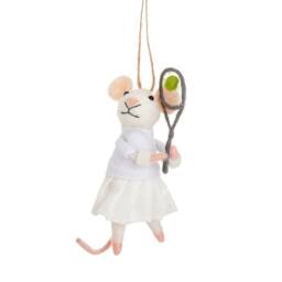 The Alphabet Gift Shop Tennis Mouse Christmas Bauble in White - thumbnail 1