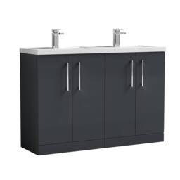 Balterley Level 1200mm Floor Standing 4 Door Unit, 2 Basin & Handles - Dark Grey - thumbnail 1