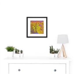 Artery8 Psychedelic Paint Swirls Mushrooms Bright 8X8 Inch Square Wooden Framed Wall Art Print Picture with Mount in Black - thumbnail 2