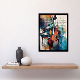 "Artery8 Wall Art Print Violin & Piano Classical Music Note Melody Concerto Abstract Modern Watercolour Painting Art Framed - Size: W12"" x H16""" - thumbnail 2