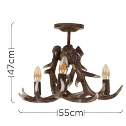ValueLights Caribou Antler 3 Way Brown Ceiling Bar Light - thumbnail 5