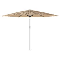 Berkfield Home Garden Parasol with LEDs & Steel Pole Brown 288x288x225 cm - Size: 288 x 288 x 225 cm - thumbnail 2