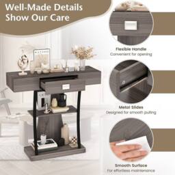 CASART Modern Console Table Behind Couch Table w/ Drawer Foyer Entryway Table in Grey - thumbnail 9