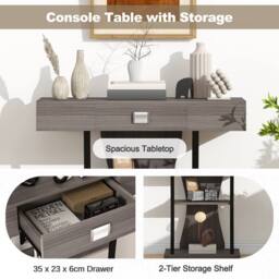 CASART Modern Console Table Behind Couch Table w/ Drawer Foyer Entryway Table in Grey - thumbnail 3