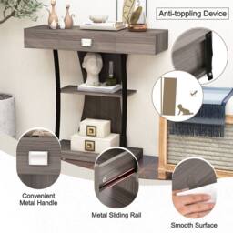 CASART Modern Console Table Behind Couch Table w/ Drawer Foyer Entryway Table in Grey - thumbnail 4