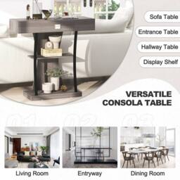 CASART Modern Console Table Behind Couch Table w/ Drawer Foyer Entryway Table in Grey - thumbnail 6