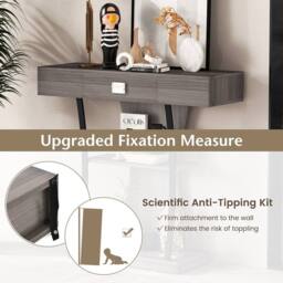 CASART Modern Console Table Behind Couch Table w/ Drawer Foyer Entryway Table in Grey - thumbnail 8
