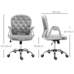 FORGEVIO Office Chair Velour Diamond Tufted Padded Ergonomic Grey - thumbnail 2