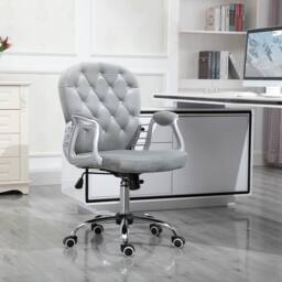 FORGEVIO Office Chair Velour Diamond Tufted Padded Ergonomic Grey - thumbnail 5