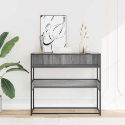 Berkfield Home Console Table Grey Sonoma 90x35x80 cm Engineered Wood - Size: 90 x 35 x 80 cm - thumbnail 3