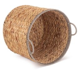 Red Hamper Water Hyacinth Round Water Hyacinth Basket With Grey Rope Border in Brown - Size: Large - thumbnail 2