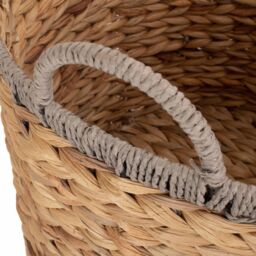 Red Hamper Water Hyacinth Round Water Hyacinth Basket With Grey Rope Border in Brown - Size: Large - thumbnail 5