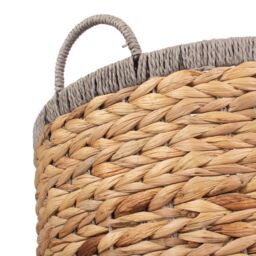 Red Hamper Water Hyacinth Round Water Hyacinth Basket With Grey Rope Border in Brown - Size: Large - thumbnail 4