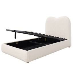 Matteo Beige Bouclé Single Upholstered Bed - 3ft Children's Hydraulic Storage - thumbnail 9
