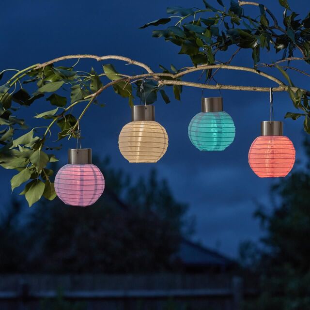 mysmartbuy Set of 4 Solar Powered Colourful Chinese Style Garden Lanterns - image 1