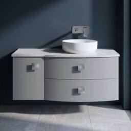 Balterley Gentleshaw 2 Drawer Right-Hand Wall Hung Vanity Unit, White, 1000mm in Grey - thumbnail 3