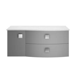 Balterley Gentleshaw 2 Drawer Right-Hand Wall Hung Vanity Unit, White, 1000mm in Grey