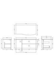 Balterley Gentleshaw 2 Drawer Right-Hand Wall Hung Vanity Unit, White, 1000mm in Grey - thumbnail 2