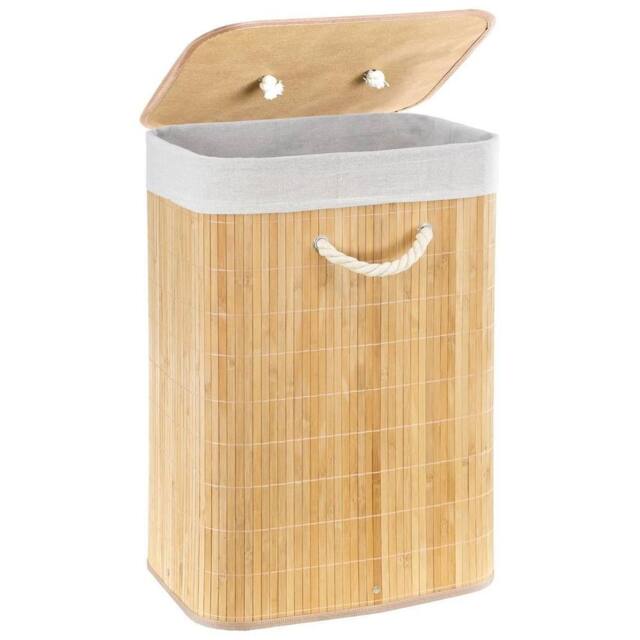 SPETLEK Bamboo Laundry Basket with Lid in Beige - image 1