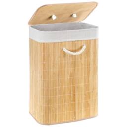 SPETLEK Bamboo Laundry Basket with Lid in Beige - thumbnail 1