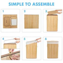 SPETLEK Bamboo Laundry Basket with Lid in Beige - thumbnail 3