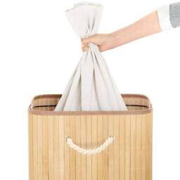 SPETLEK Bamboo Laundry Basket with Lid in Beige - thumbnail 5