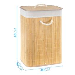 SPETLEK Bamboo Laundry Basket with Lid in Beige - thumbnail 2