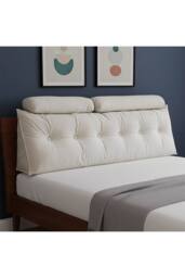 Living and Home Wedge Headboard Pillow with Removable Cover and 2 Bolster Pillows in Beige - thumbnail 3