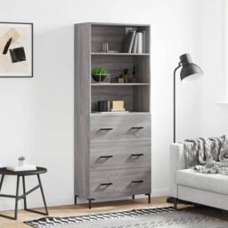 Berkfield Home Highboard Grey Sonoma 69.5x34x180 cm Engineered Wood - thumbnail 2