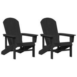 Berkfield Home Adirondack Chairs 2 pcs Black 74x82x90 cm HDPE - Size: 74 x 82 x 90 cm - thumbnail 2