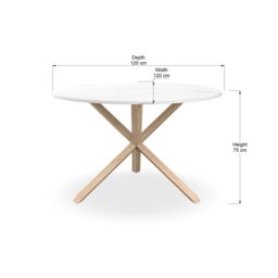 More4Homes Malvern Round Dining Table 4-6 Seater w Solid Oak Legs in White - thumbnail 5