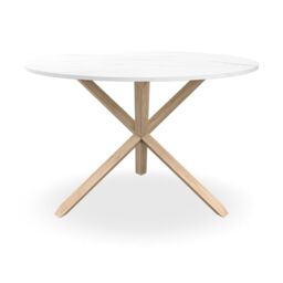 More4Homes Malvern Round Dining Table 4-6 Seater w Solid Oak Legs in White - thumbnail 3