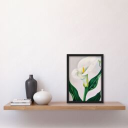 "Artery8 Classic White Lily Painting Modern Single Flower Framed Art Print - Size: W12"" x H16""" - thumbnail 4