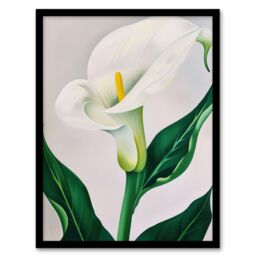 "Artery8 Classic White Lily Painting Modern Single Flower Framed Art Print - Size: W12"" x H16""" - thumbnail 1