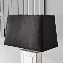 FurnitureboxUK Talia Energy Efficient Tall Mirrored Table Lamp Light With Fabric Shade (Including Bulb) in Black - thumbnail 4