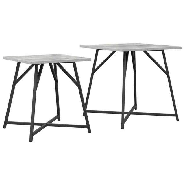 Berkfield Home Set of 2 Side Tables in Grey Sonoma with Engineered Wood & Metal - image 1