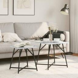 Berkfield Home Set of 2 Side Tables in Grey Sonoma with Engineered Wood & Metal - thumbnail 2