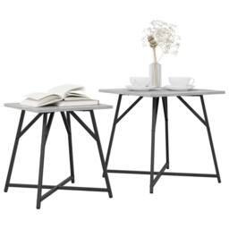 Berkfield Home Set of 2 Side Tables in Grey Sonoma with Engineered Wood & Metal - thumbnail 3