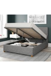 Aspire Grant Upholstered Ottoman Storage Bed, Saxon Twill Fabric in Grey - Size: Single - thumbnail 2
