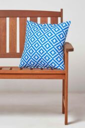 Homescapes Luxury Waterproof Blue Geometric Outdoor Cushion 45 x 45 cm, Set of 2 - Size: 45 cm x 45 cm - thumbnail 3