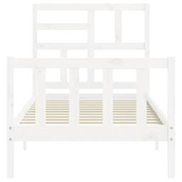 Berkfield Home Beautiful Bed Frame with Headboard White 100x200 cm Solid Wood - thumbnail 6