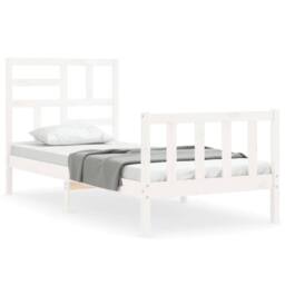 Berkfield Home Beautiful Bed Frame with Headboard White 100x200 cm Solid Wood - thumbnail 3
