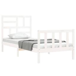 Berkfield Home Beautiful Bed Frame with Headboard White 100x200 cm Solid Wood - thumbnail 4