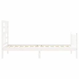 Berkfield Home Beautiful Bed Frame with Headboard White 100x200 cm Solid Wood - thumbnail 7