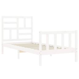 Berkfield Home Beautiful Bed Frame with Headboard White 100x200 cm Solid Wood - thumbnail 5