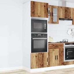 Berkfield Home Oven Cabinets 2 pcs Porto Old Wood Engineered Wood in Brown - thumbnail 3